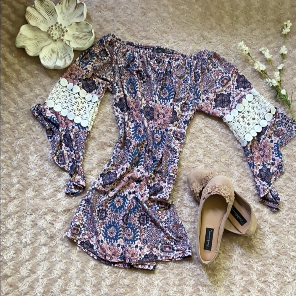 Boho Off Shoulder Tunic Dress